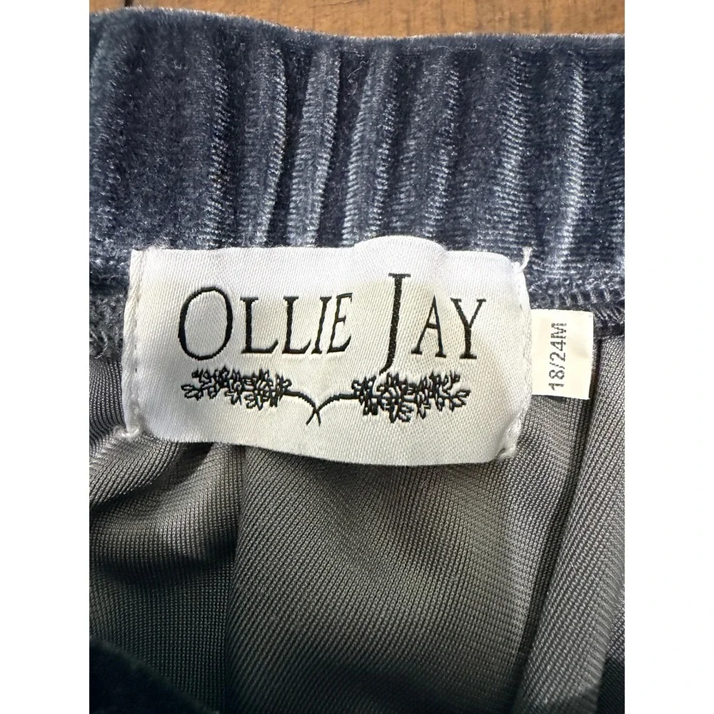 Ollie Jay Blue Velvet Ruffle Dress Toddler Girls 18/24M Holiday Party Special